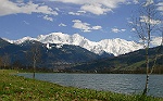 Massif du Mont-Blanc vu du lac de Passy